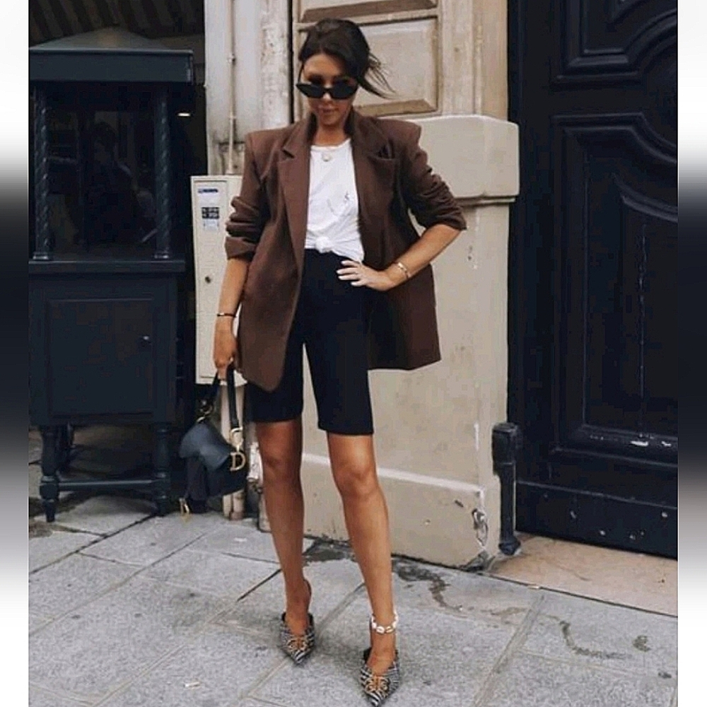 ZARA Satin Effect Blazer Brown Size L - Picture 5 of 15